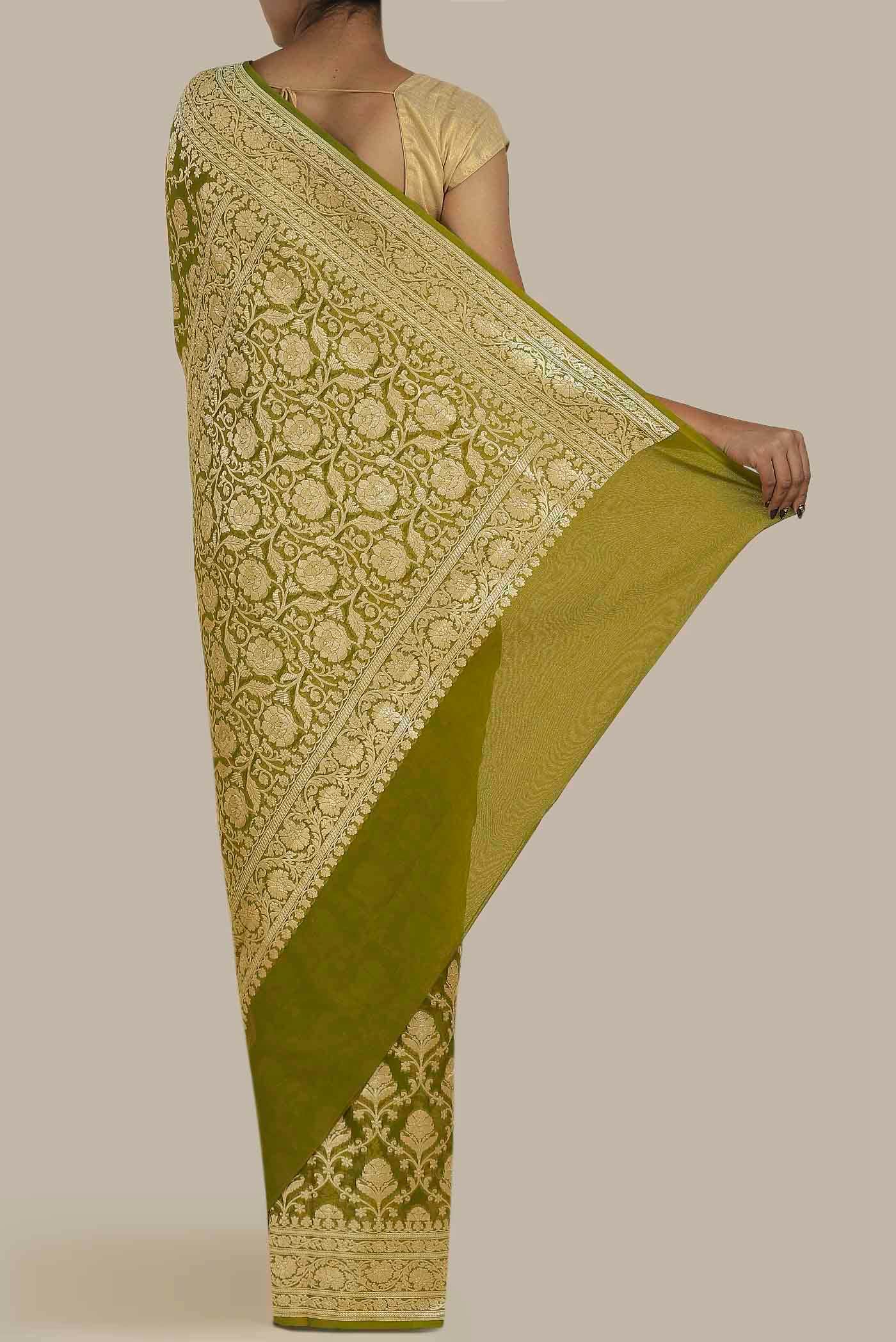 Green Banarasi Georgette Saree