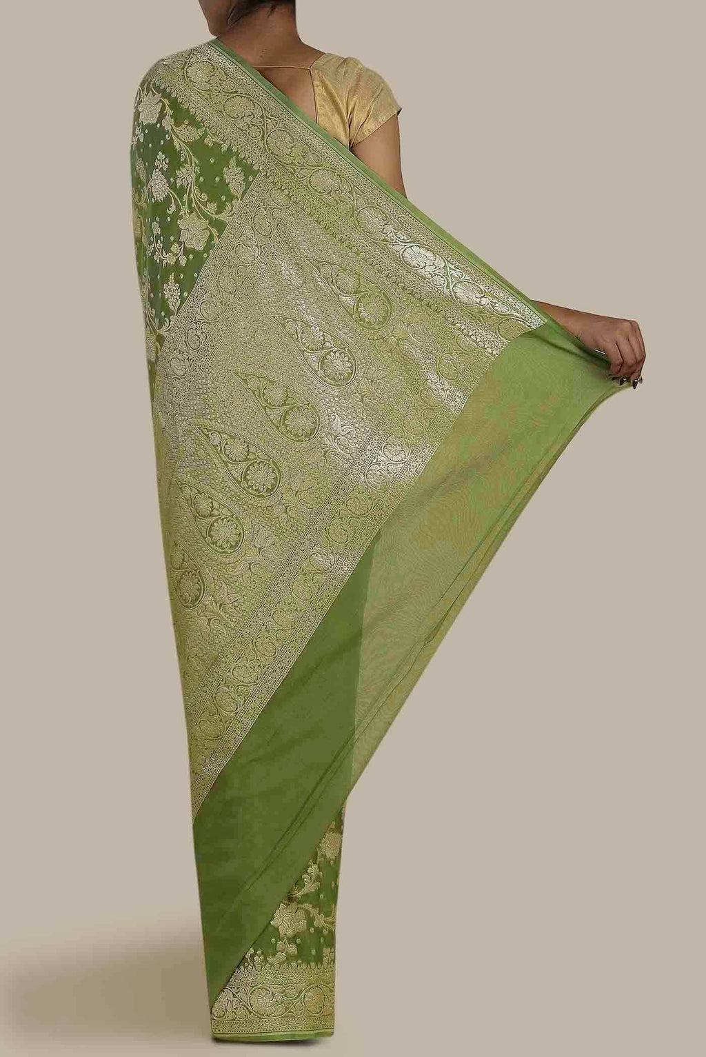 Green Banarasi Georgette Saree