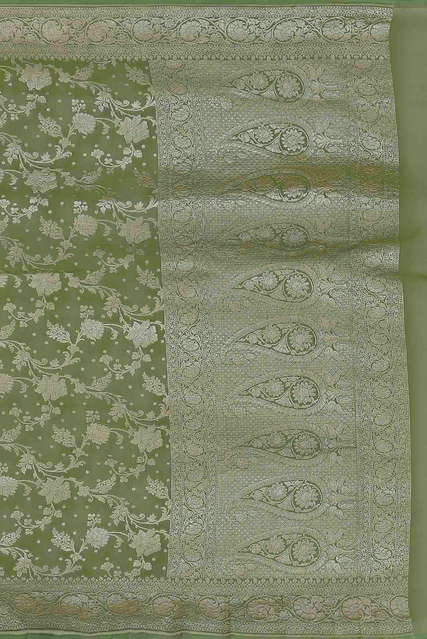 Green Banarasi Georgette Saree