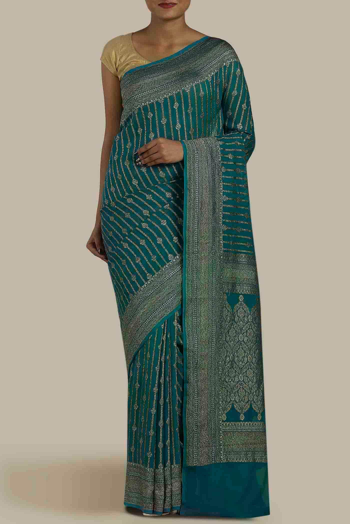 Green Banarasi Georgette Saree