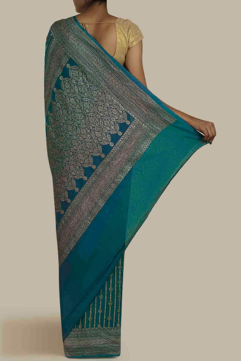 Green Banarasi Georgette Saree