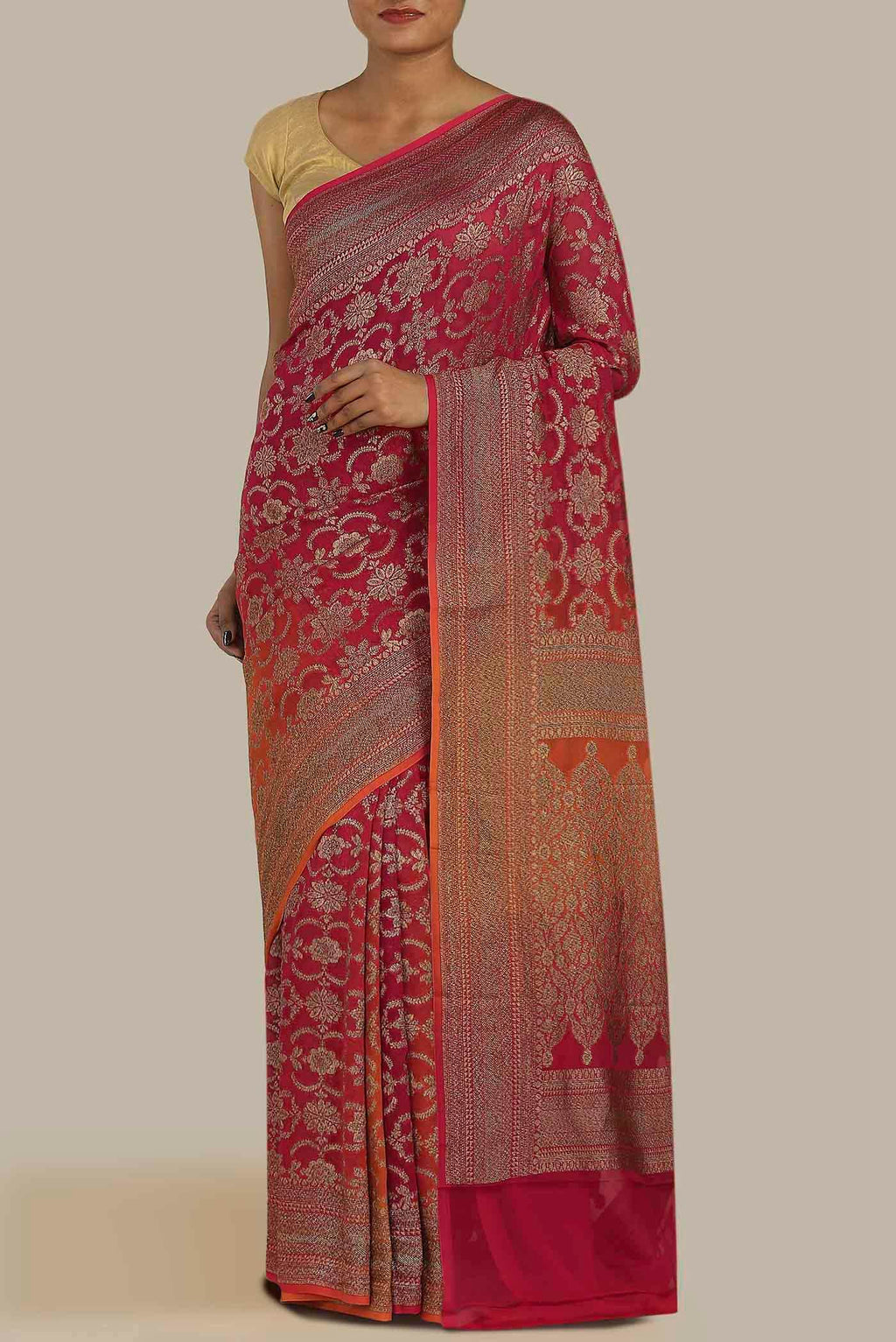 Red Banarasi Georgette Saree
