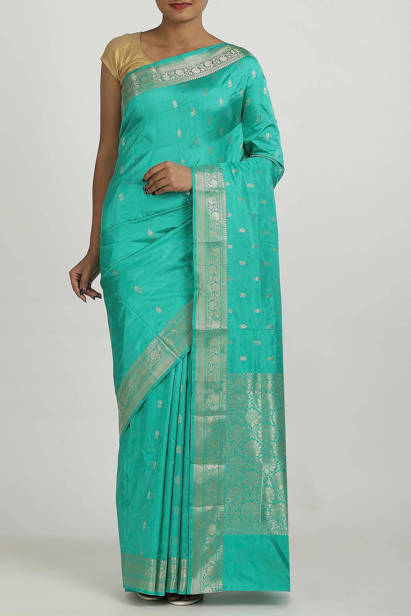 Blue Banarasi Katan Silk Saree