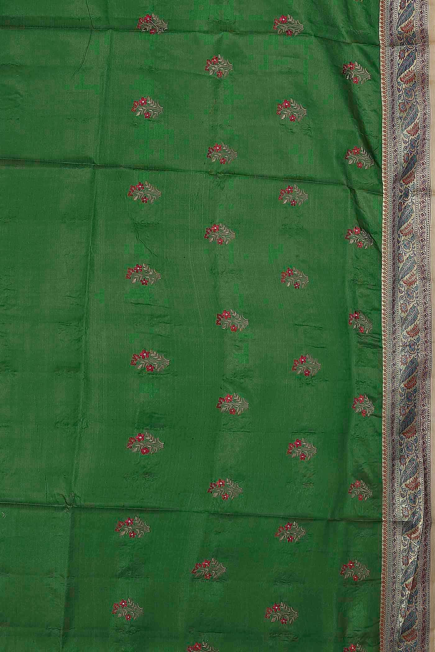 Green Banarasi Tussar Silk Saree