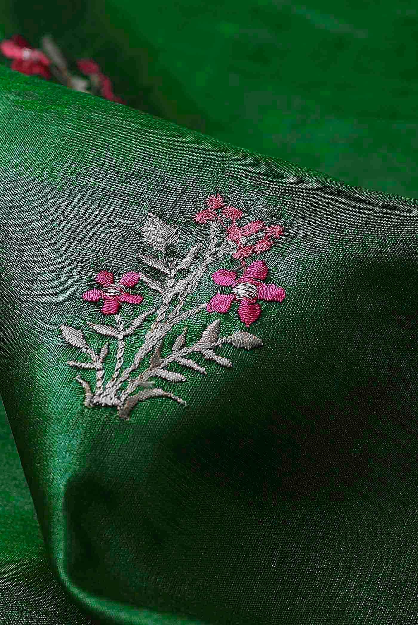 Green Banarasi Tussar Silk Saree