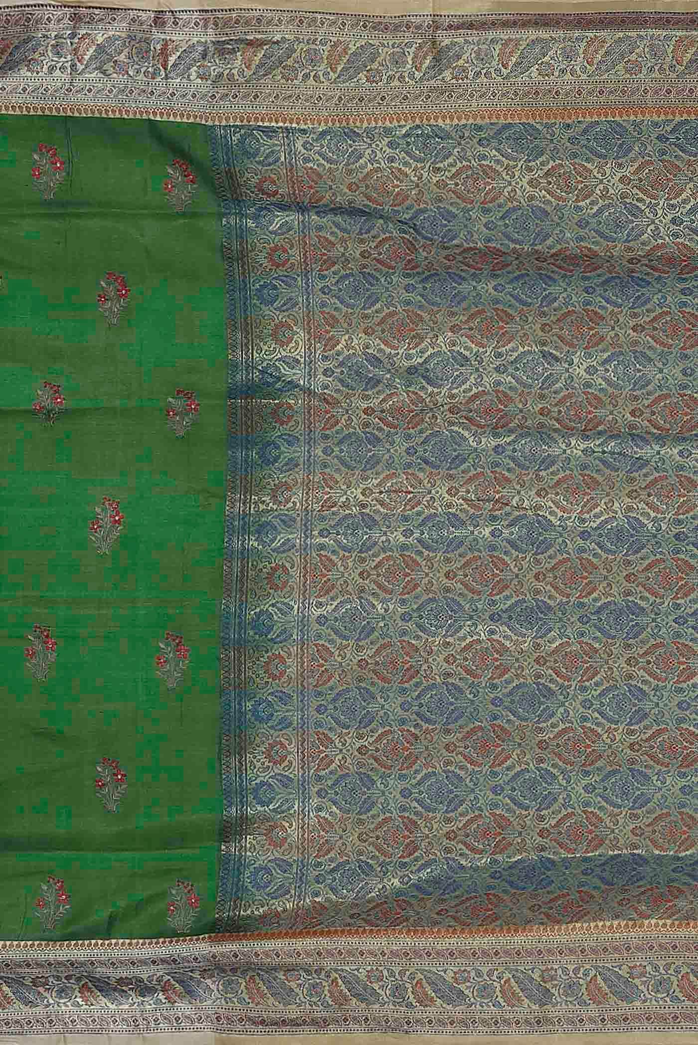 Green Banarasi Tussar Silk Saree
