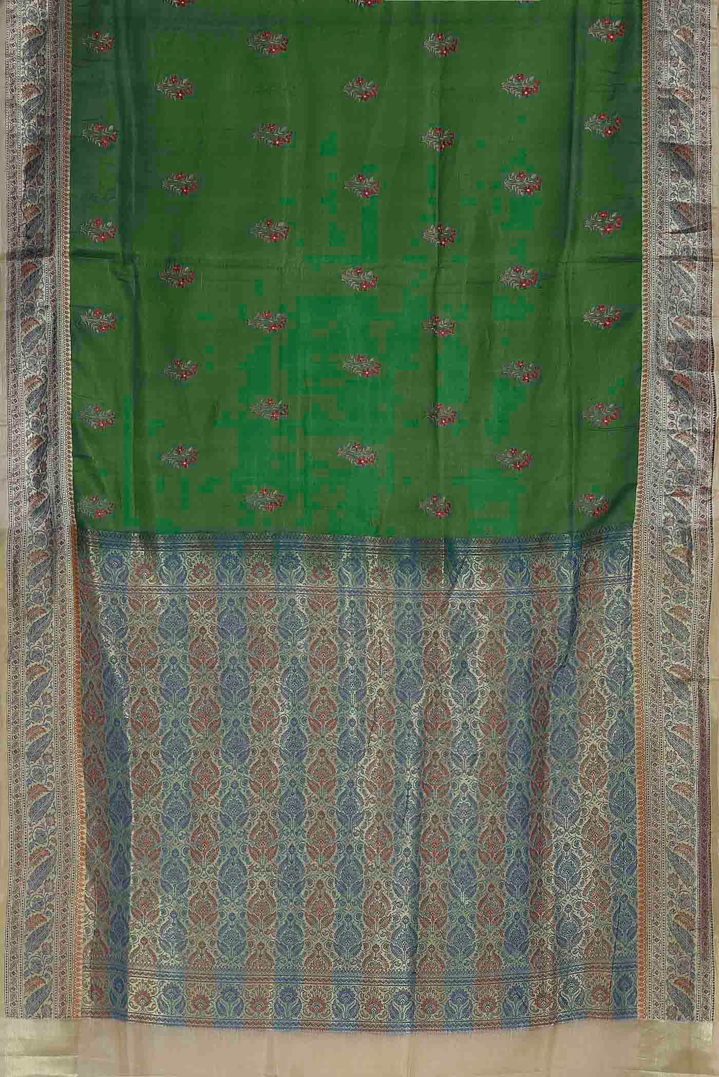 Green Banarasi Tussar Silk Saree