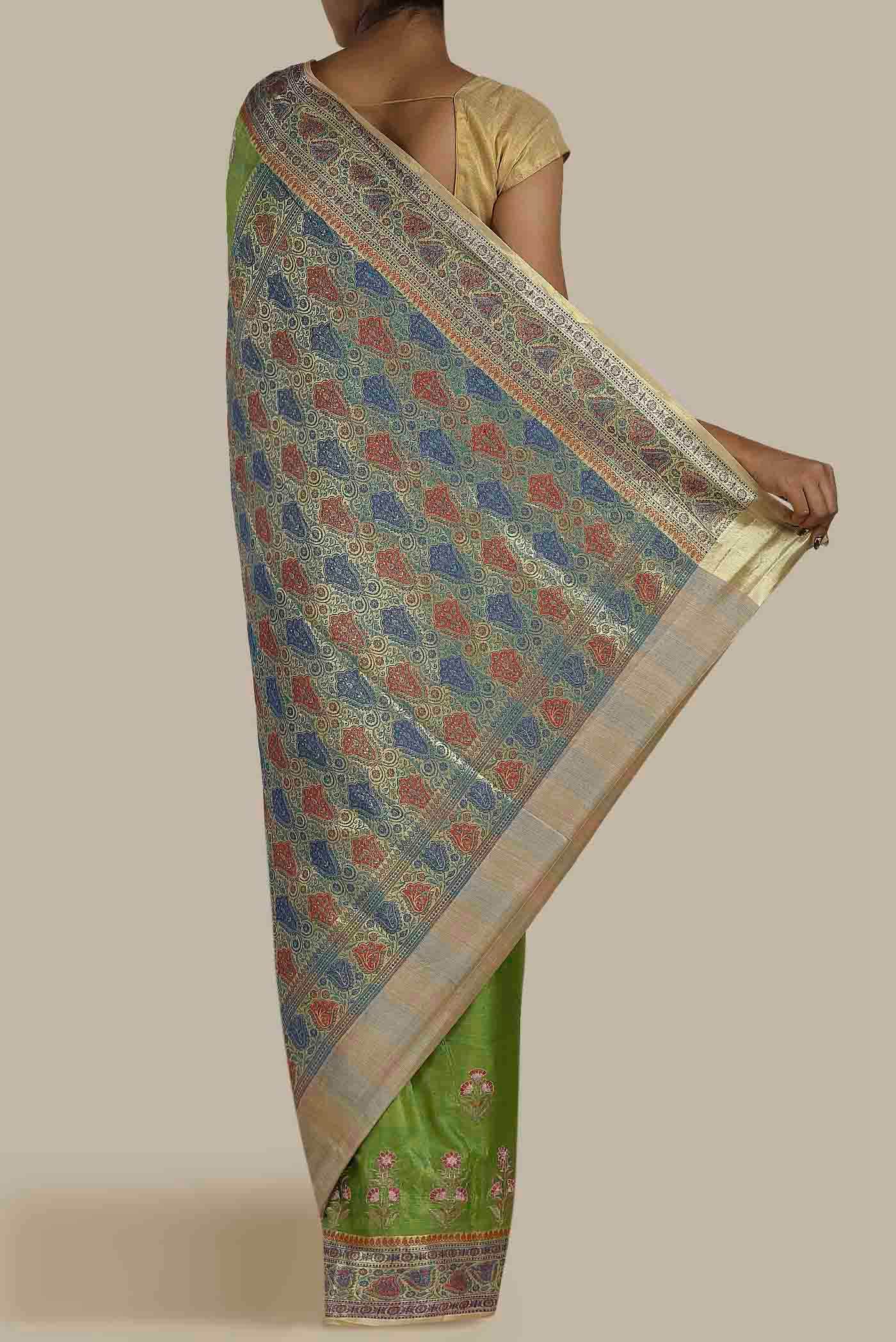 Green Banarasi Tussar Silk Saree
