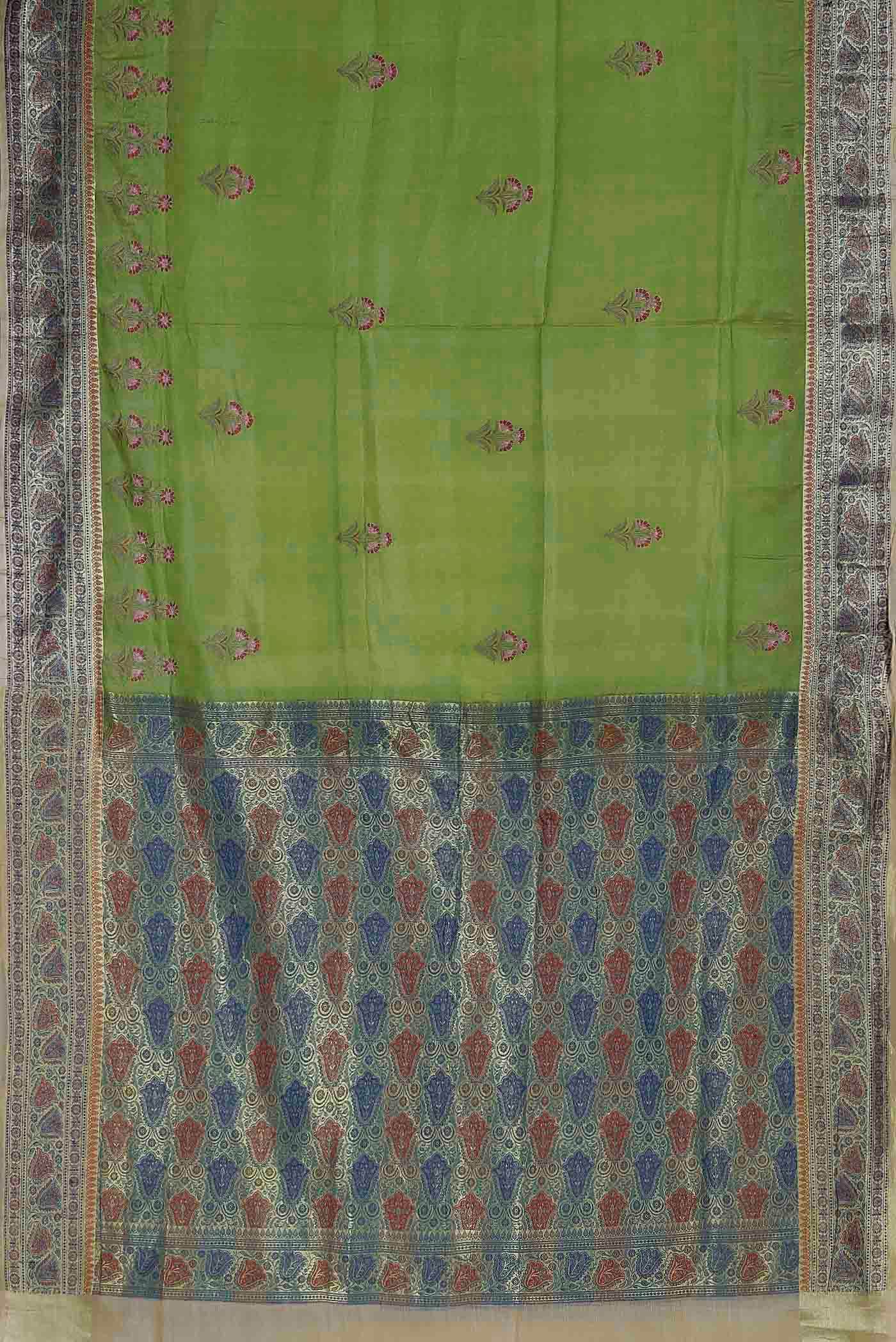 Green Banarasi Tussar Silk Saree