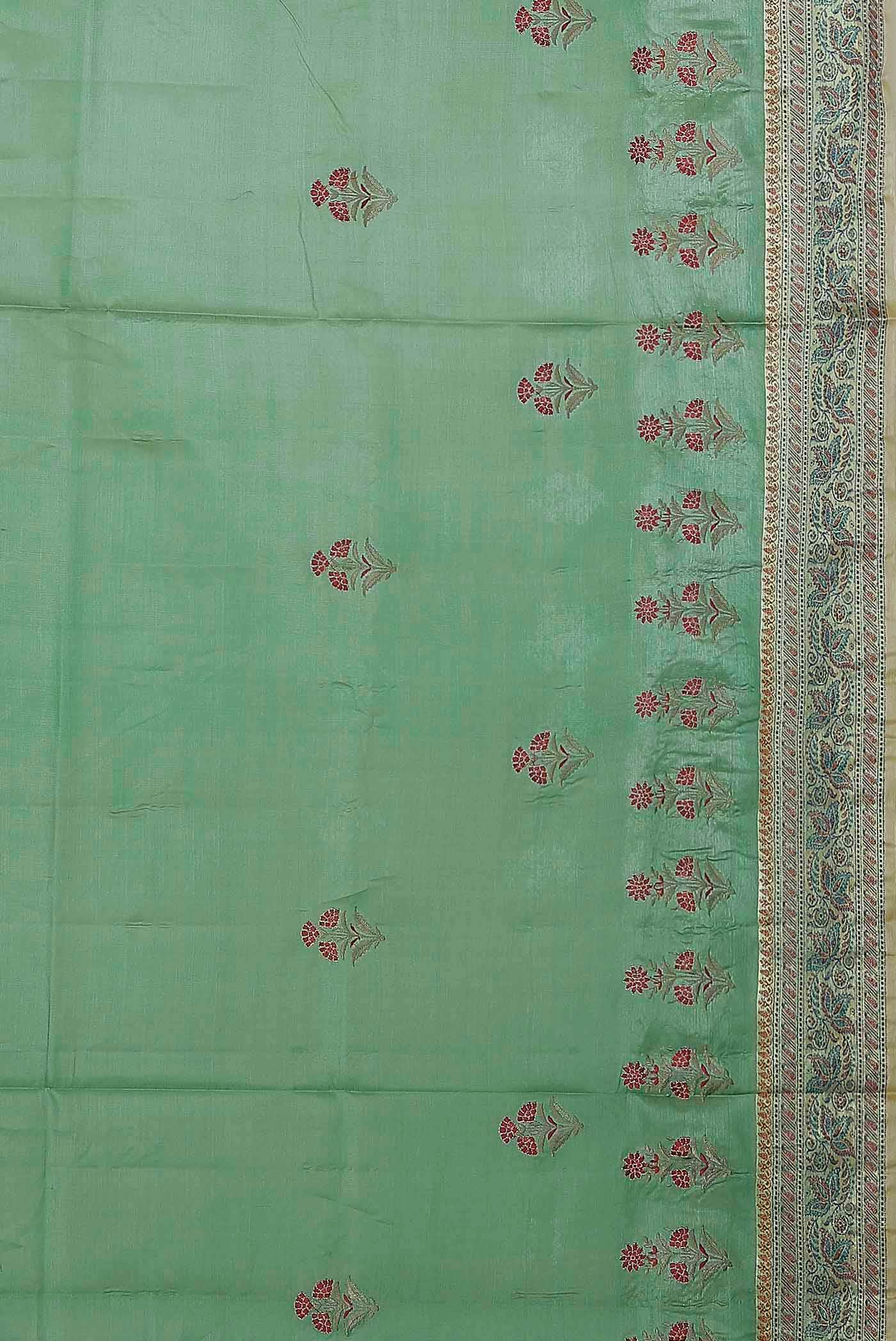 Green Banarasi Tussar Silk Saree