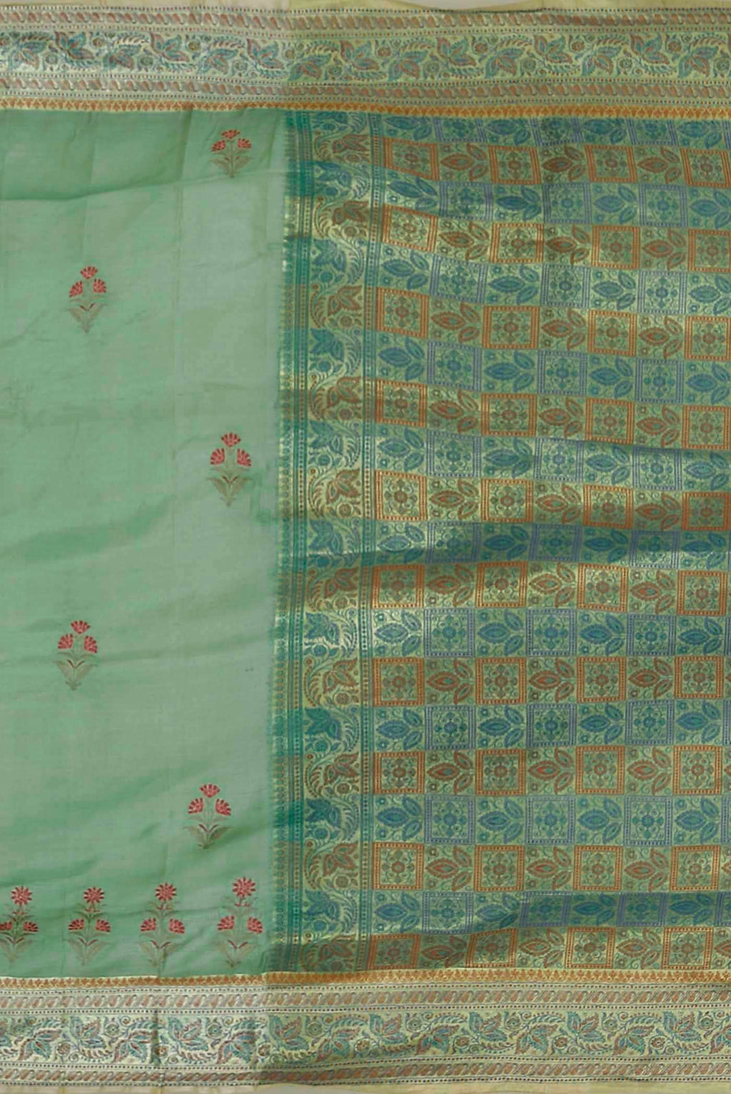 Green Banarasi Tussar Silk Saree