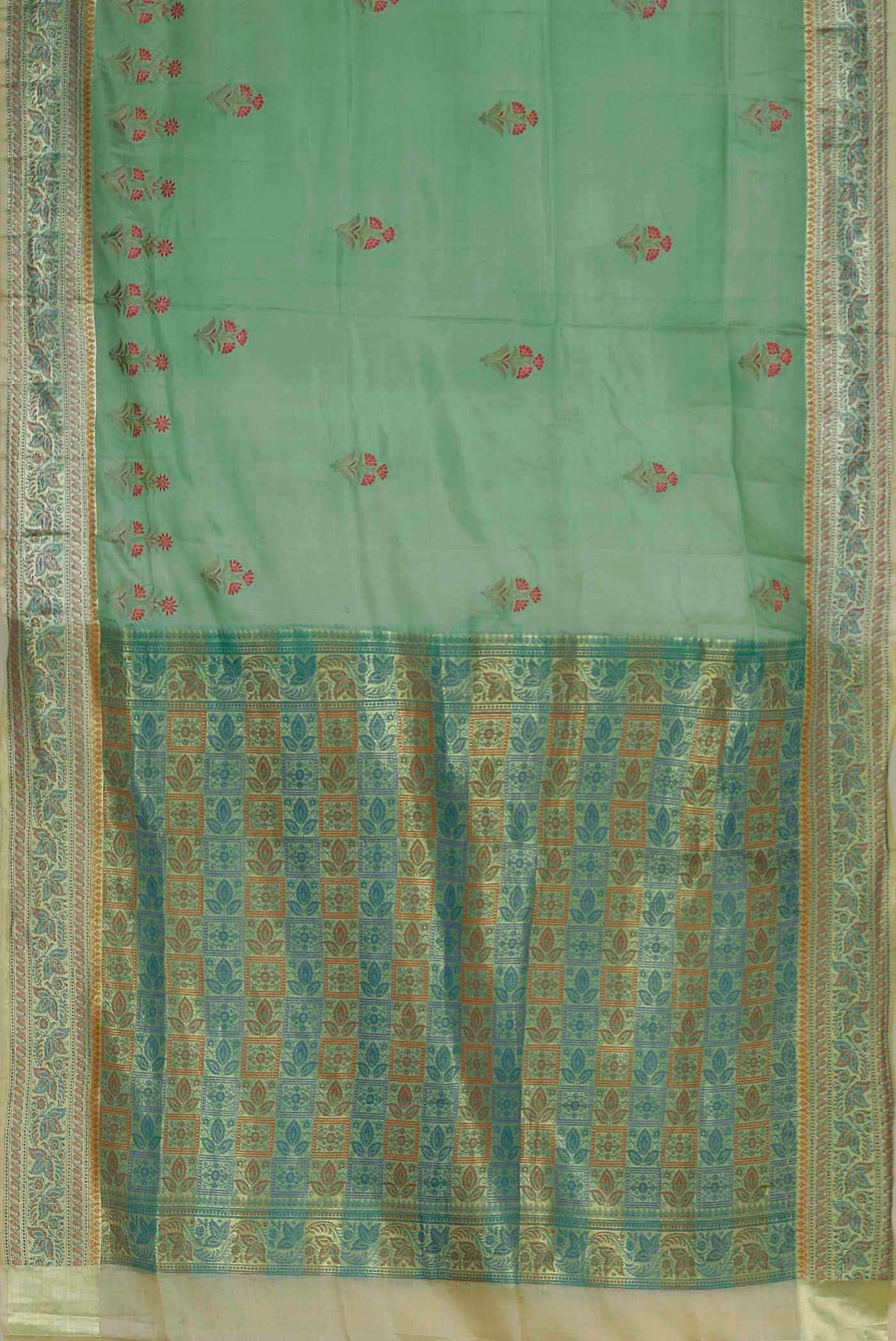 Green Banarasi Tussar Silk Saree