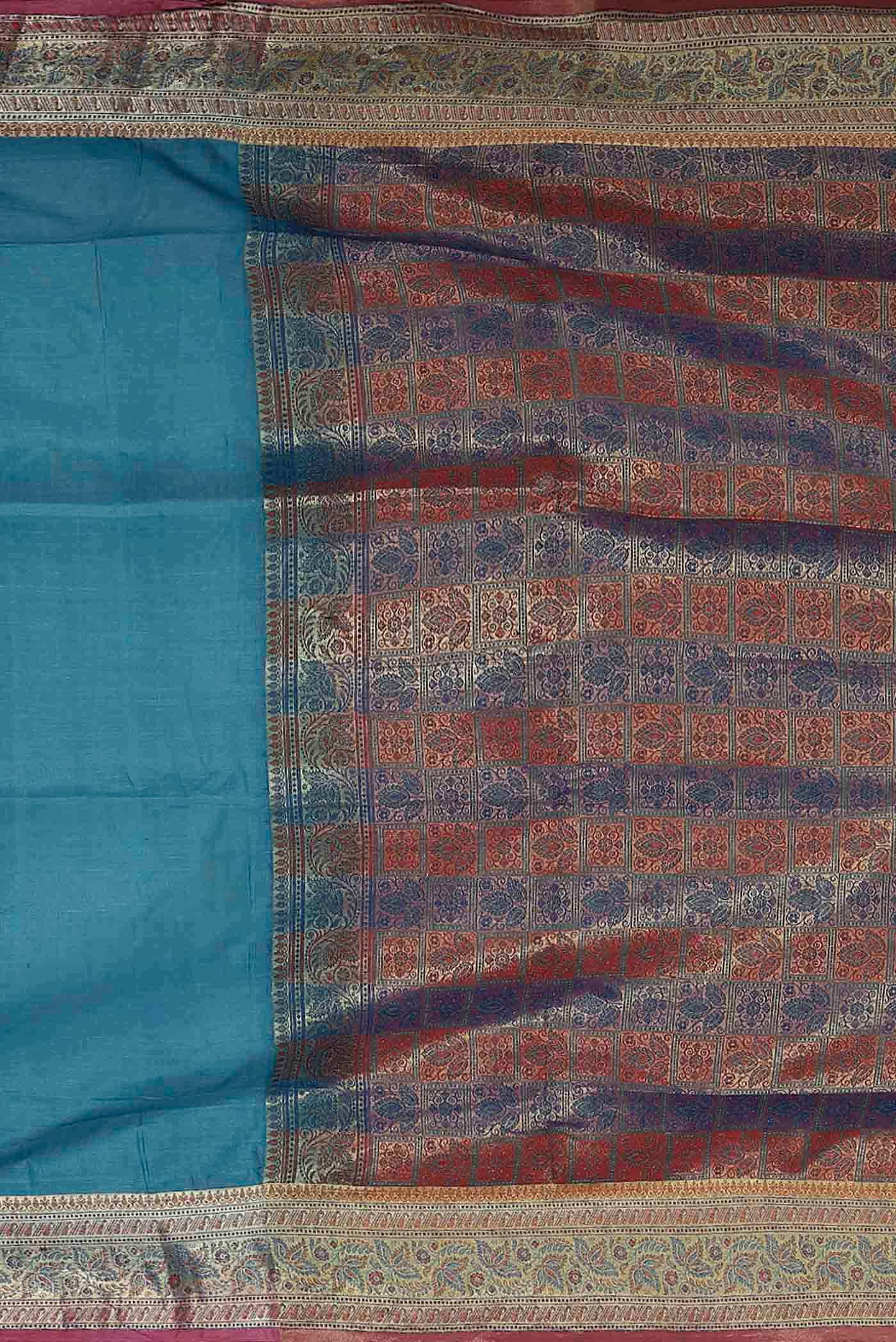 Blue Banarasi Tussar Silk Saree