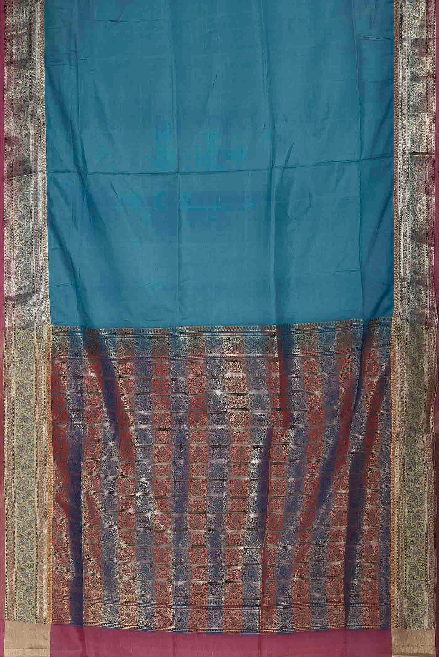 Blue Banarasi Tussar Silk Saree
