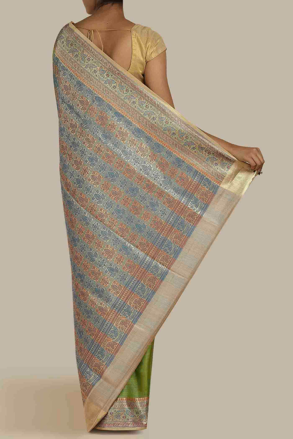Green Banarasi Tussar Silk Saree