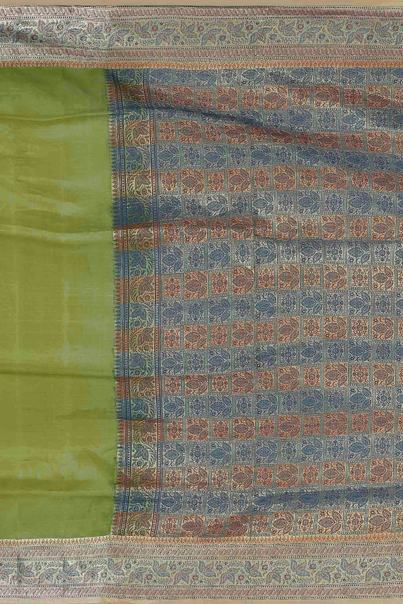 Green Banarasi Tussar Silk Saree
