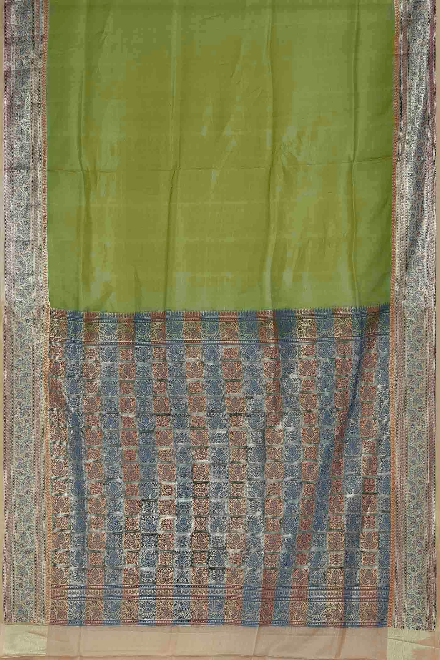 Green Banarasi Tussar Silk Saree
