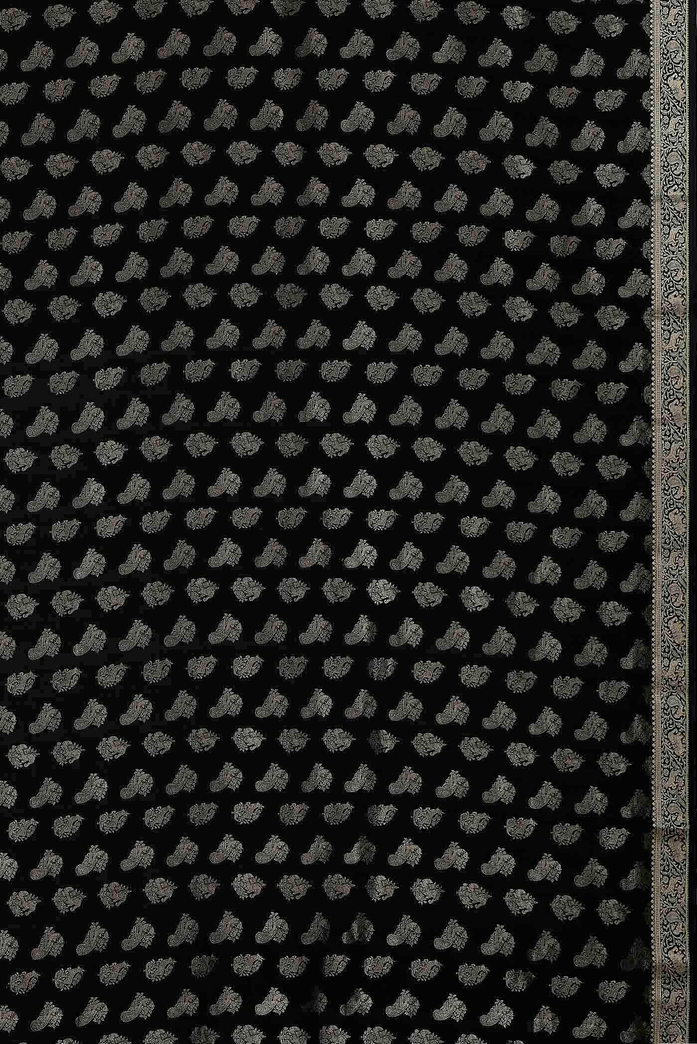Black Mysore Crepe Saree