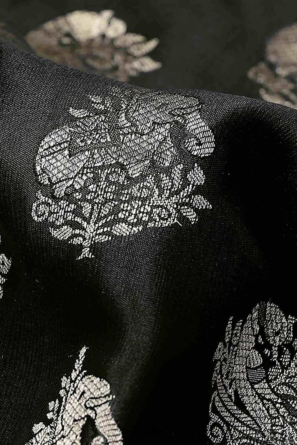 Black Mysore Crepe Saree