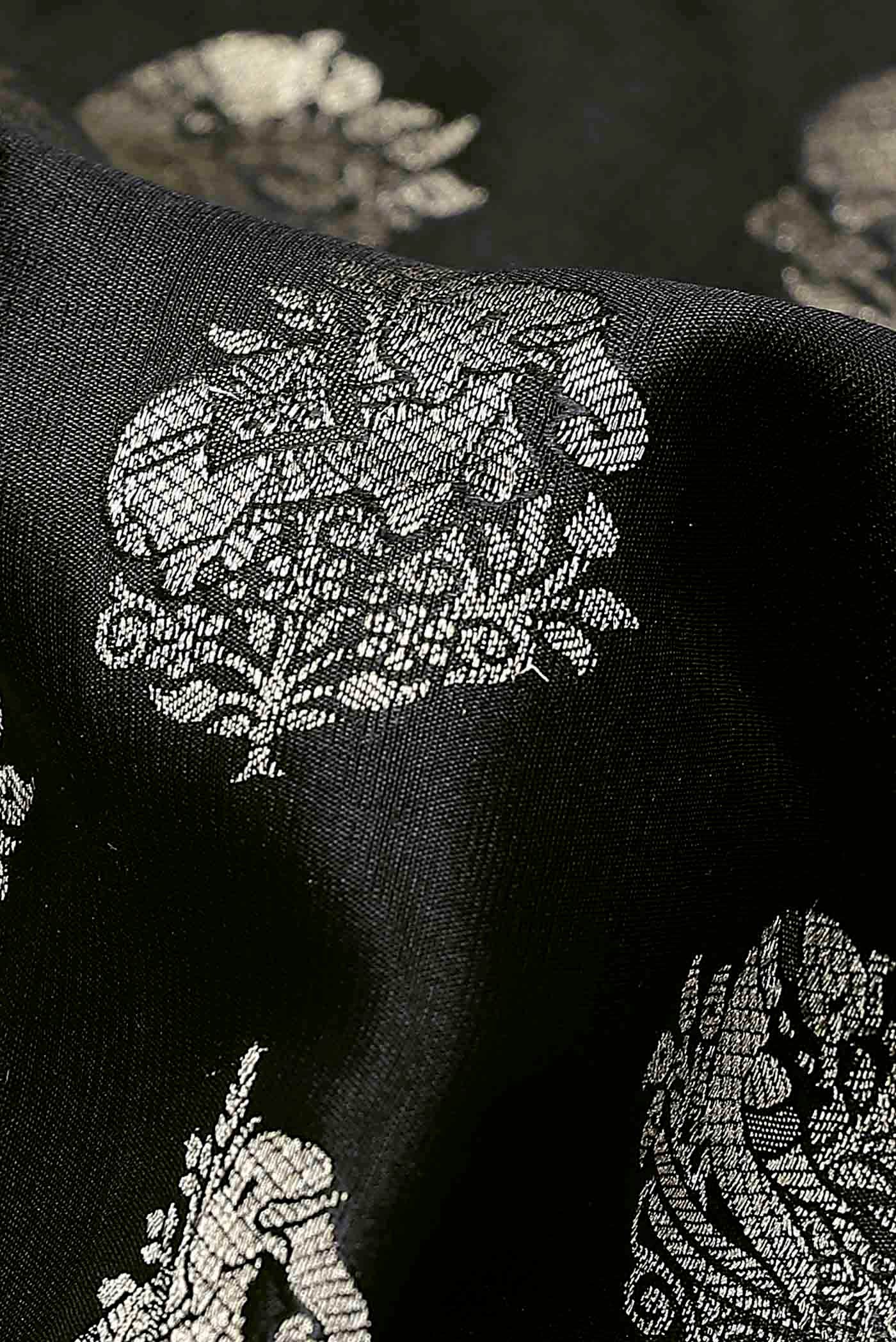 Black Mysore Crepe Saree