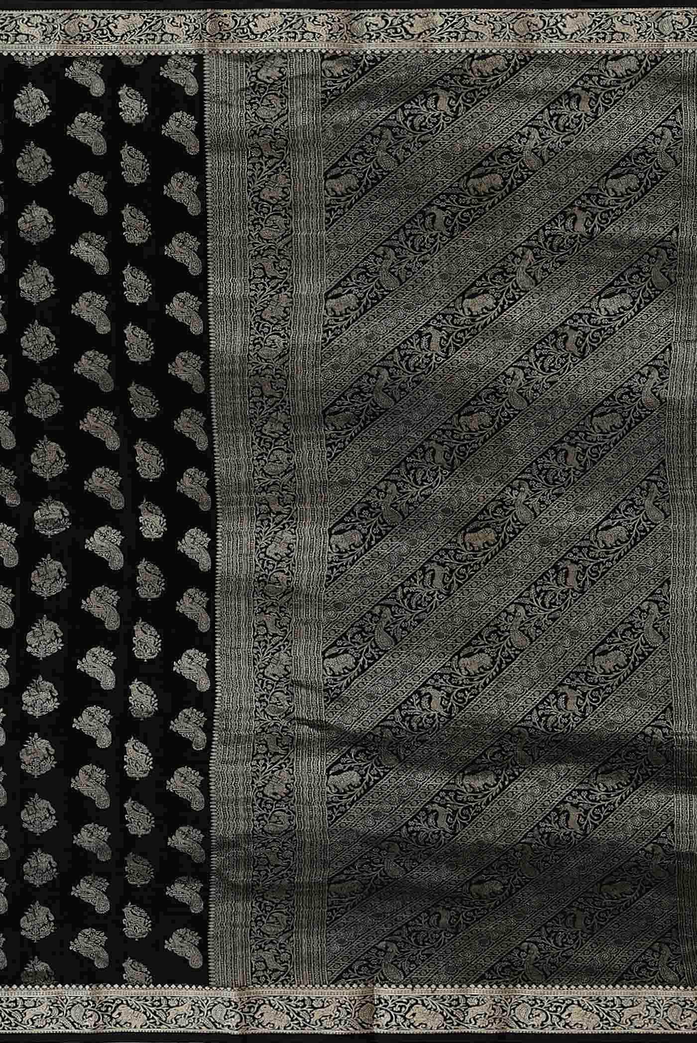 Black Mysore Crepe Saree