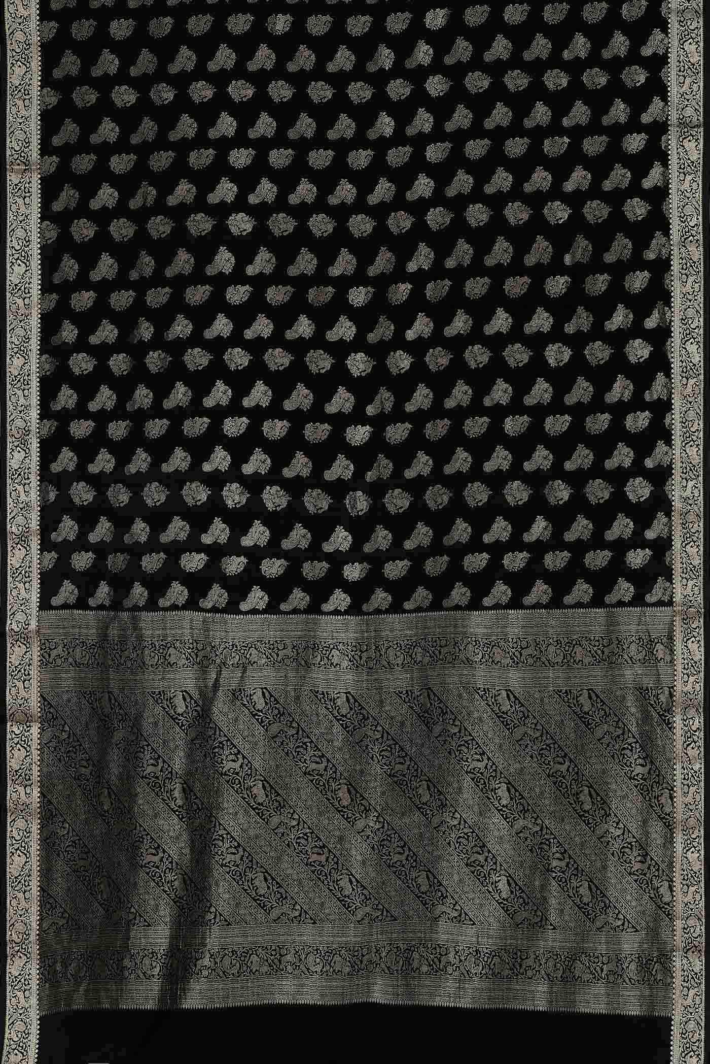 Black Mysore Crepe Saree