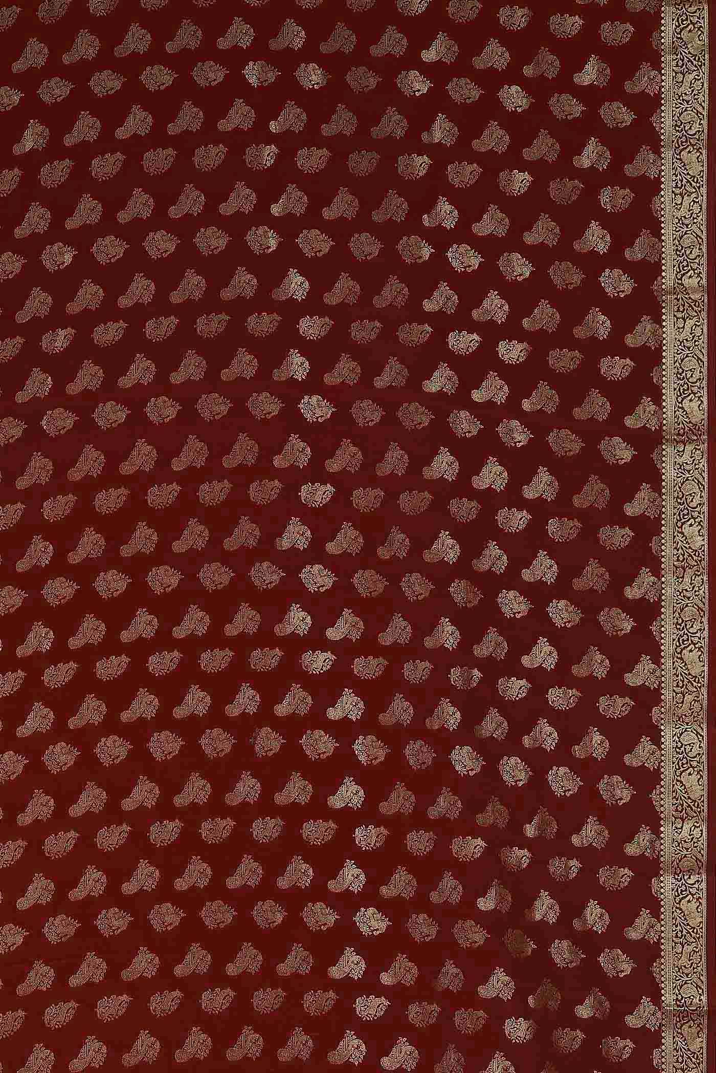 Maroon Mysore Crepe Saree