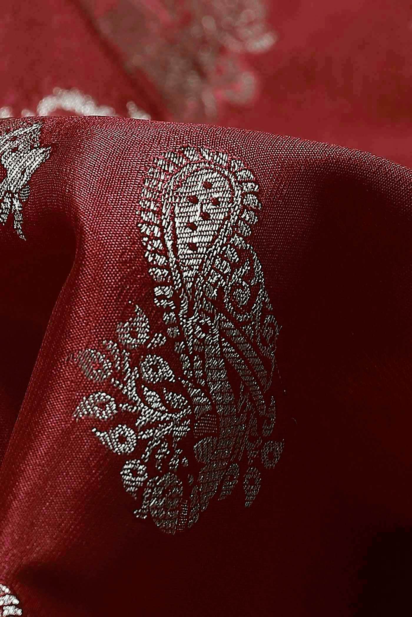 Maroon Mysore Crepe Saree