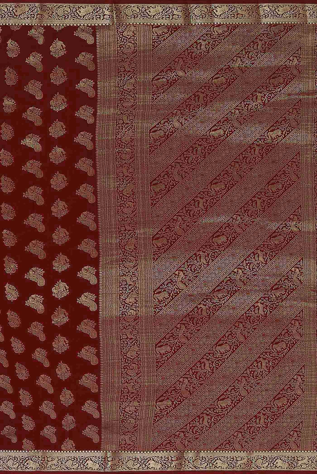 Maroon Mysore Crepe Saree