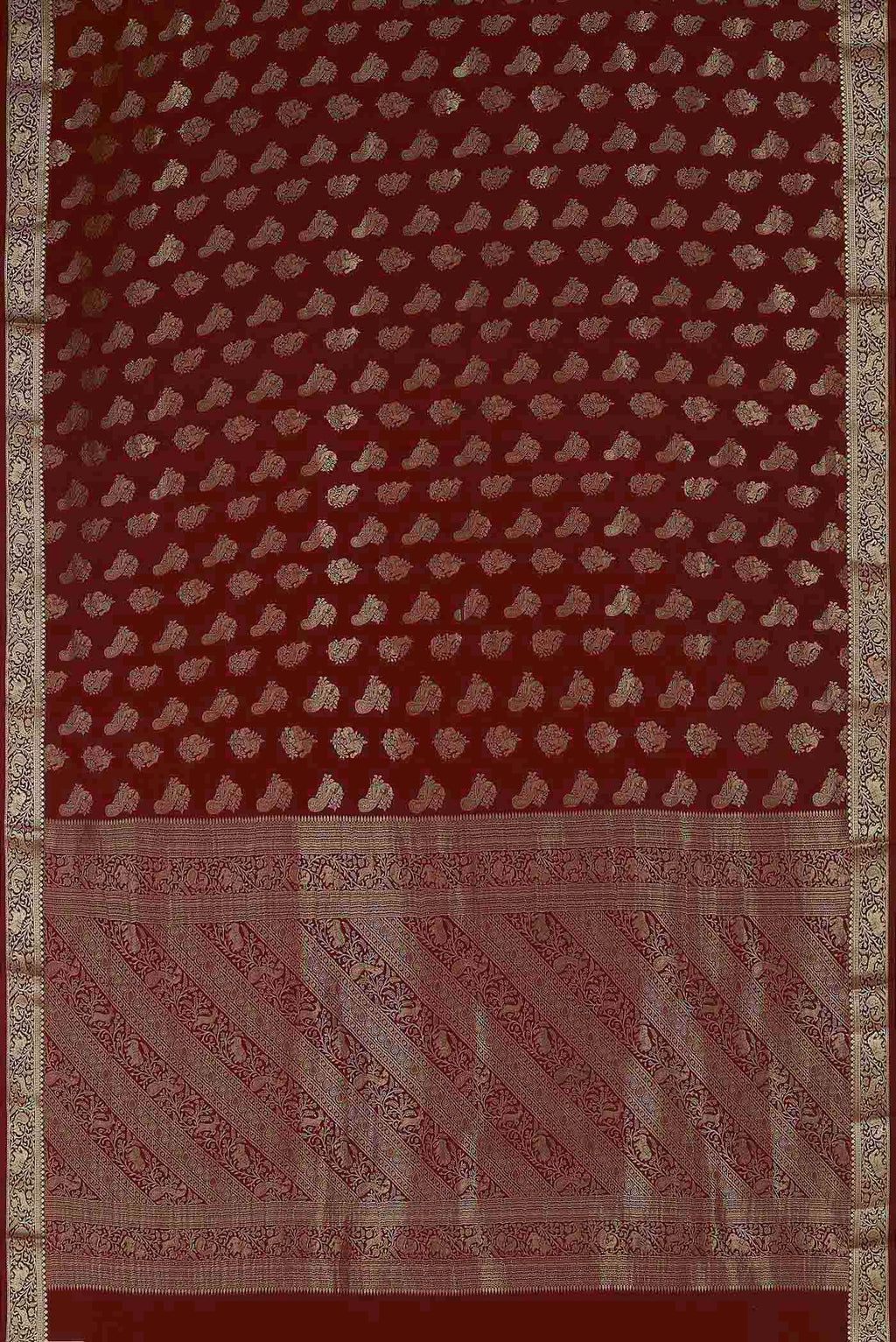 Maroon Mysore Crepe Saree
