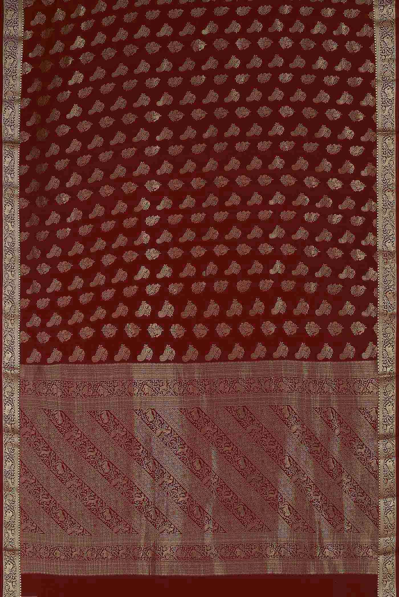 Maroon Mysore Crepe Saree