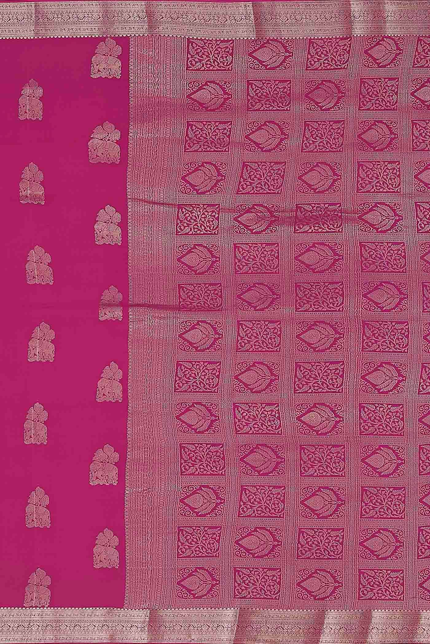 Pink Mysore Crepe Saree