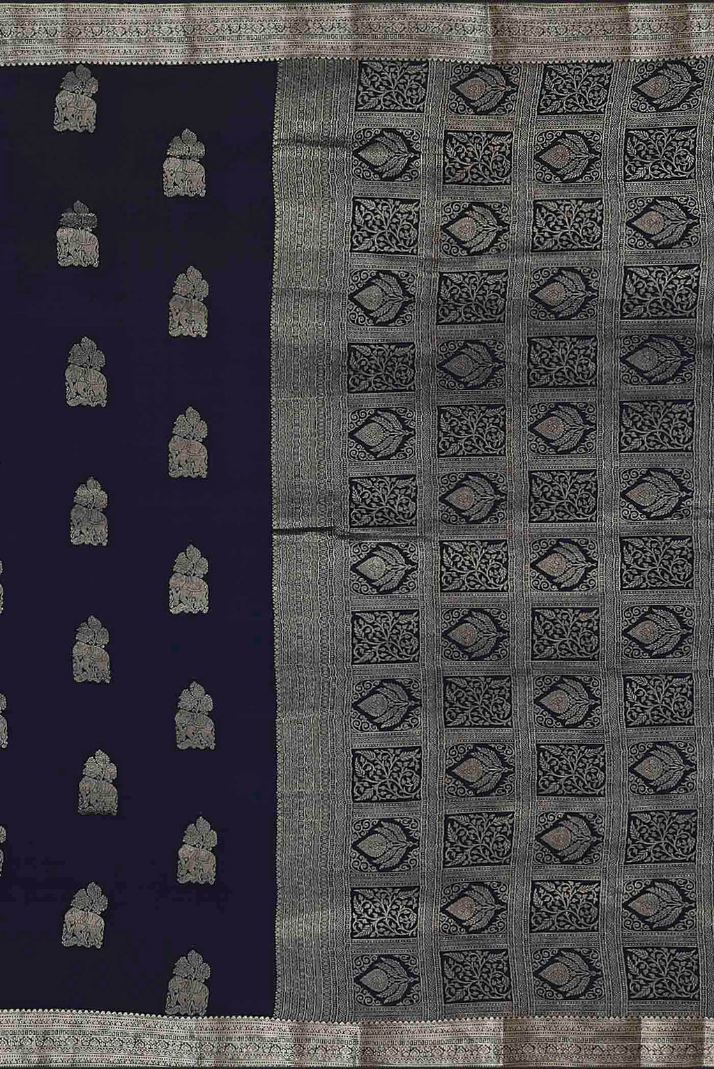 Blue Mysore Crepe Saree