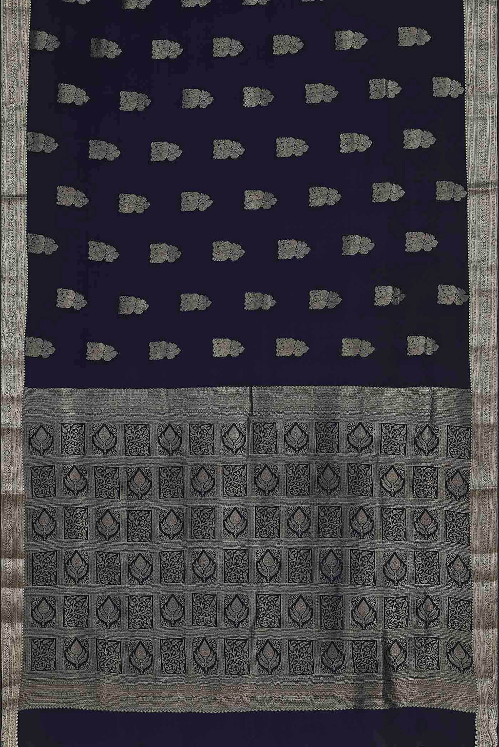 Blue Mysore Crepe Saree