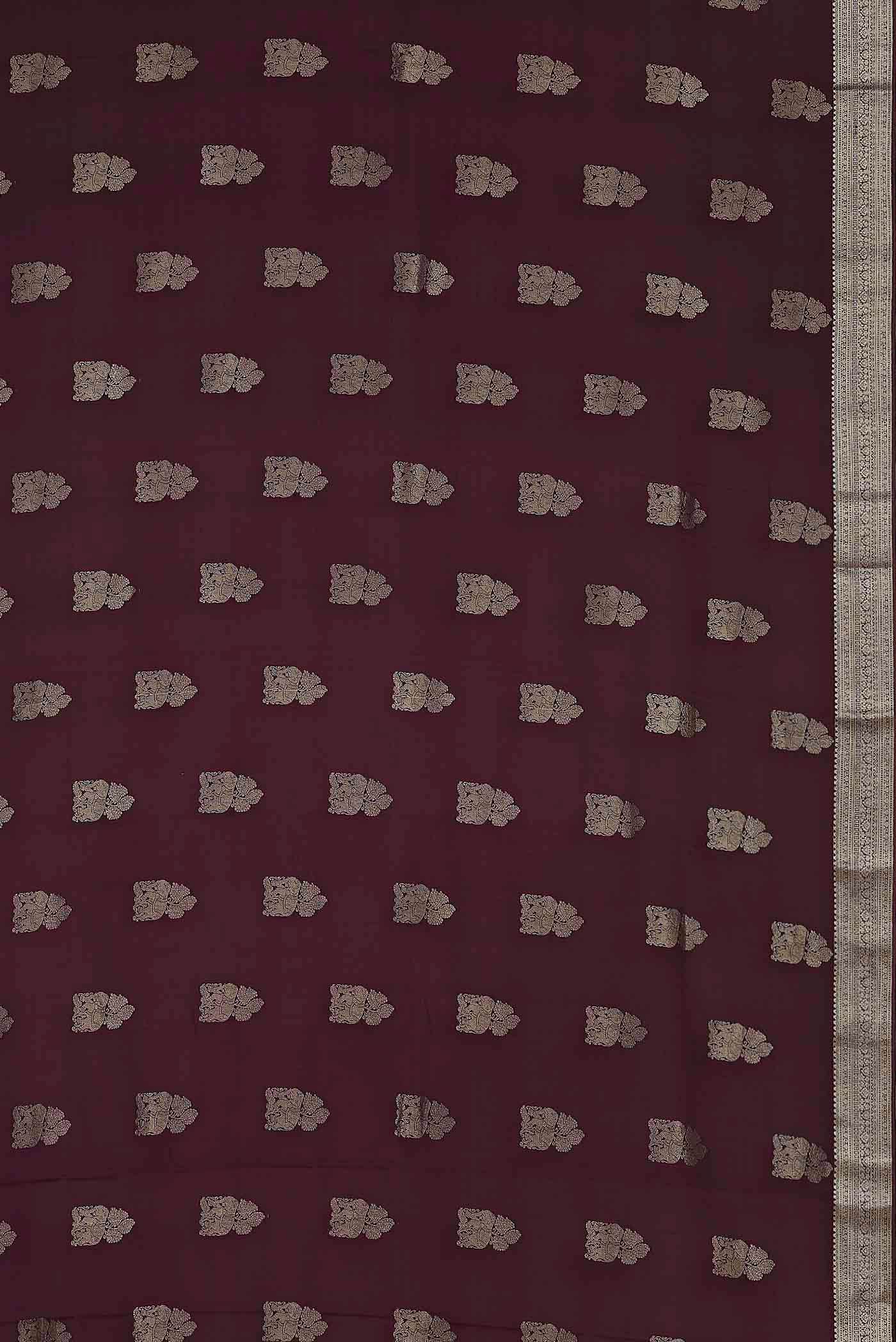Brown Mysore Crepe Saree