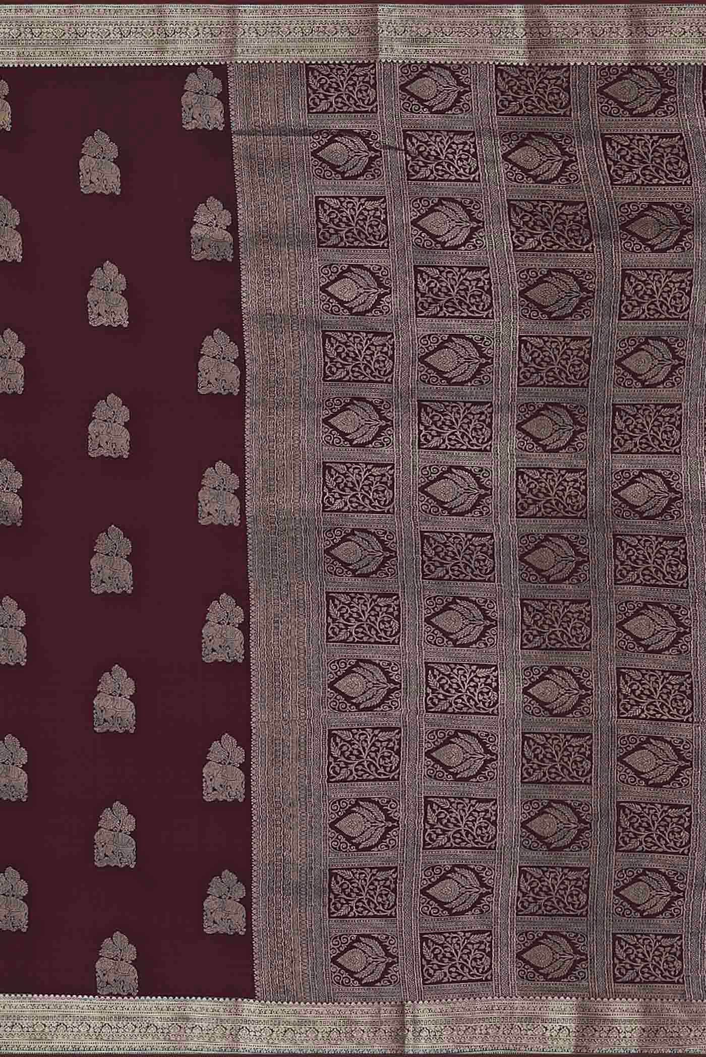 Brown Mysore Crepe Saree