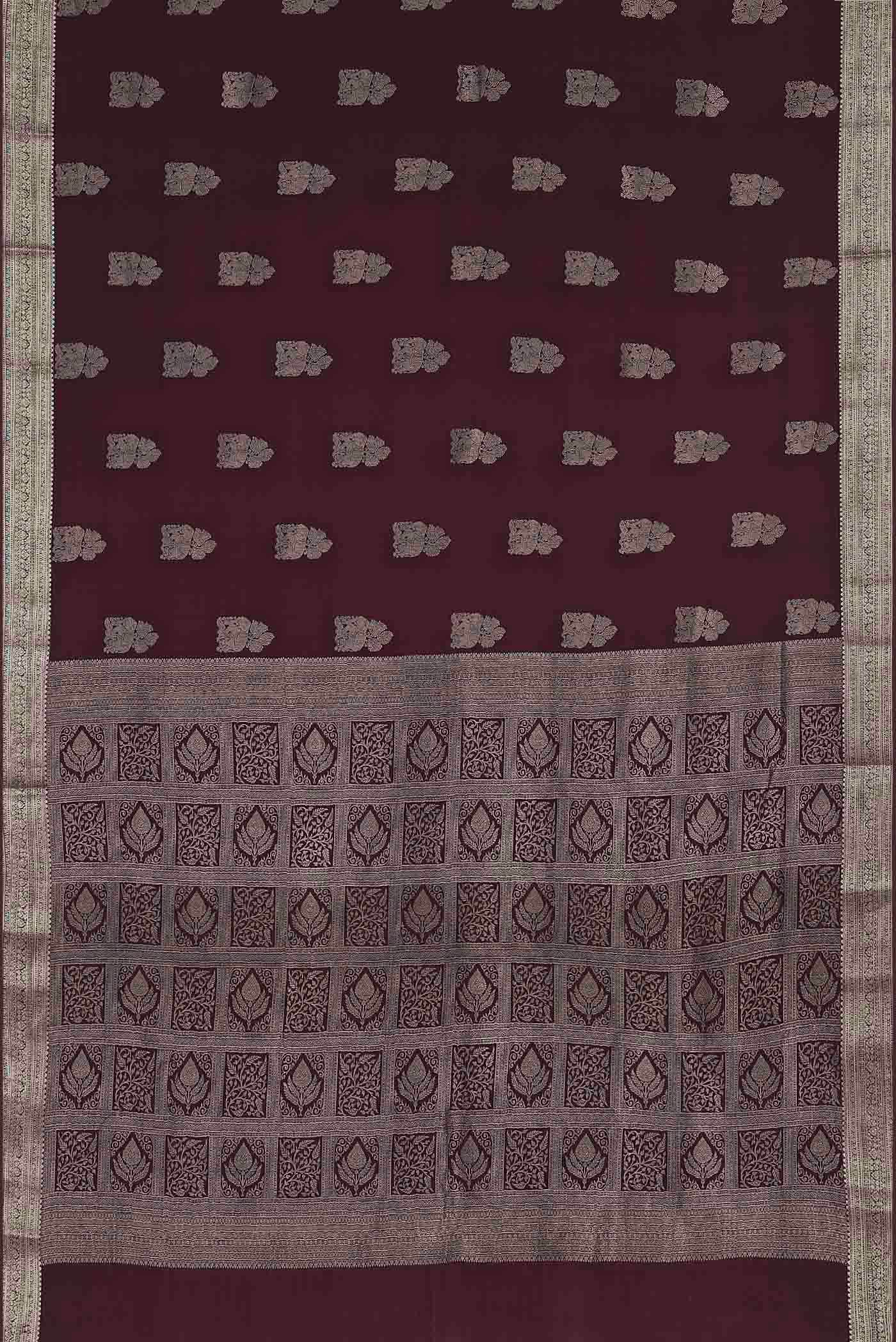 Brown Mysore Crepe Saree