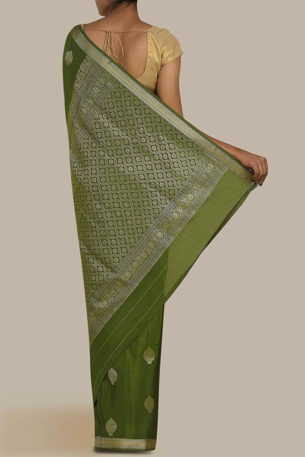 Green Mysore Crepe Saree