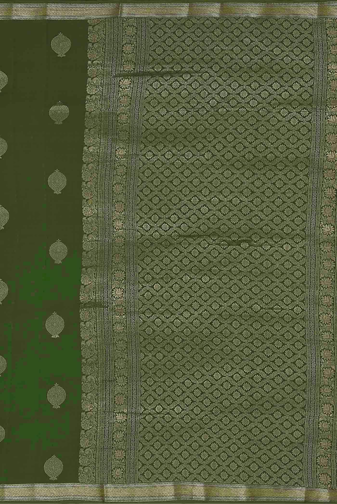 Green Mysore Crepe Saree