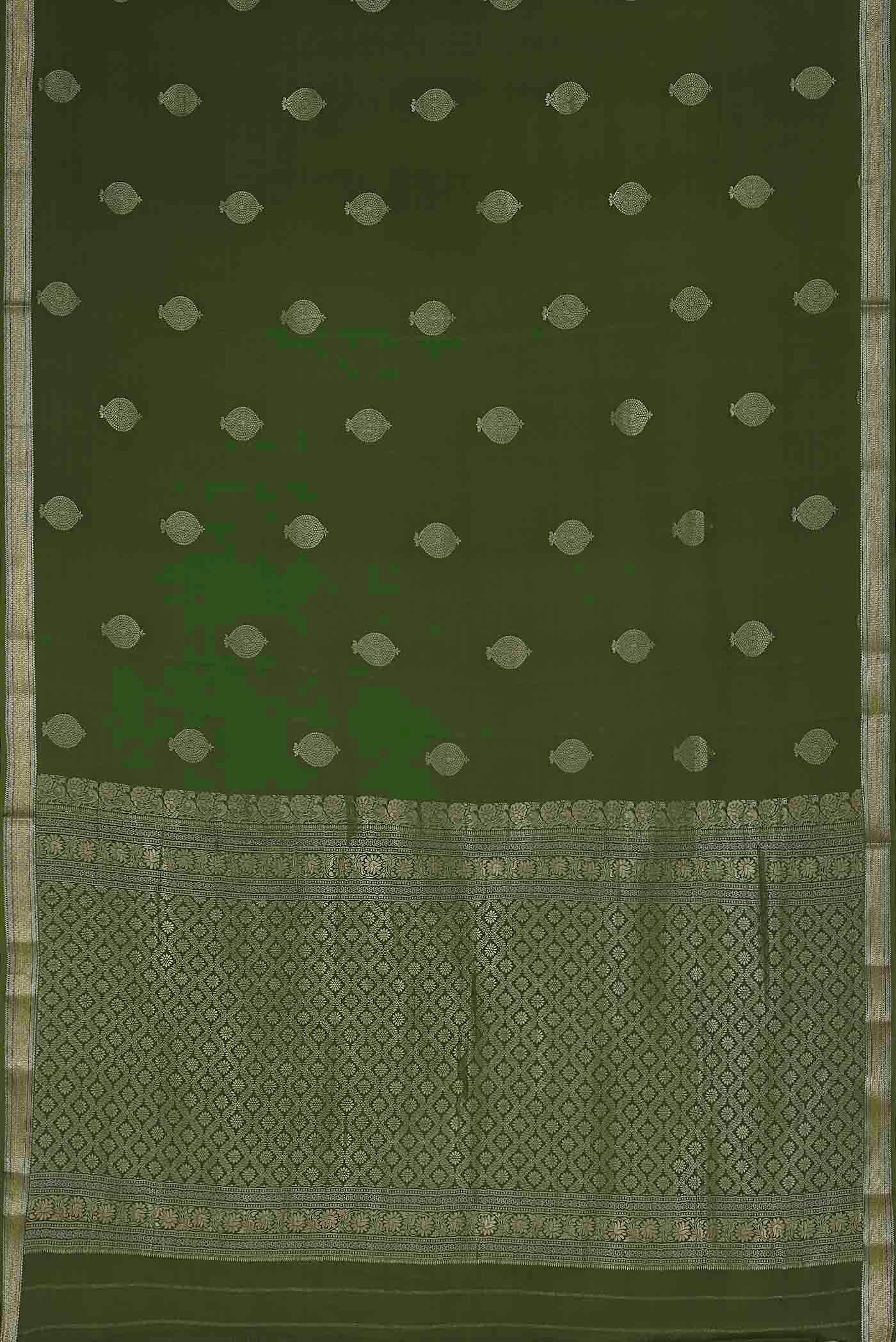 Green Mysore Crepe Saree