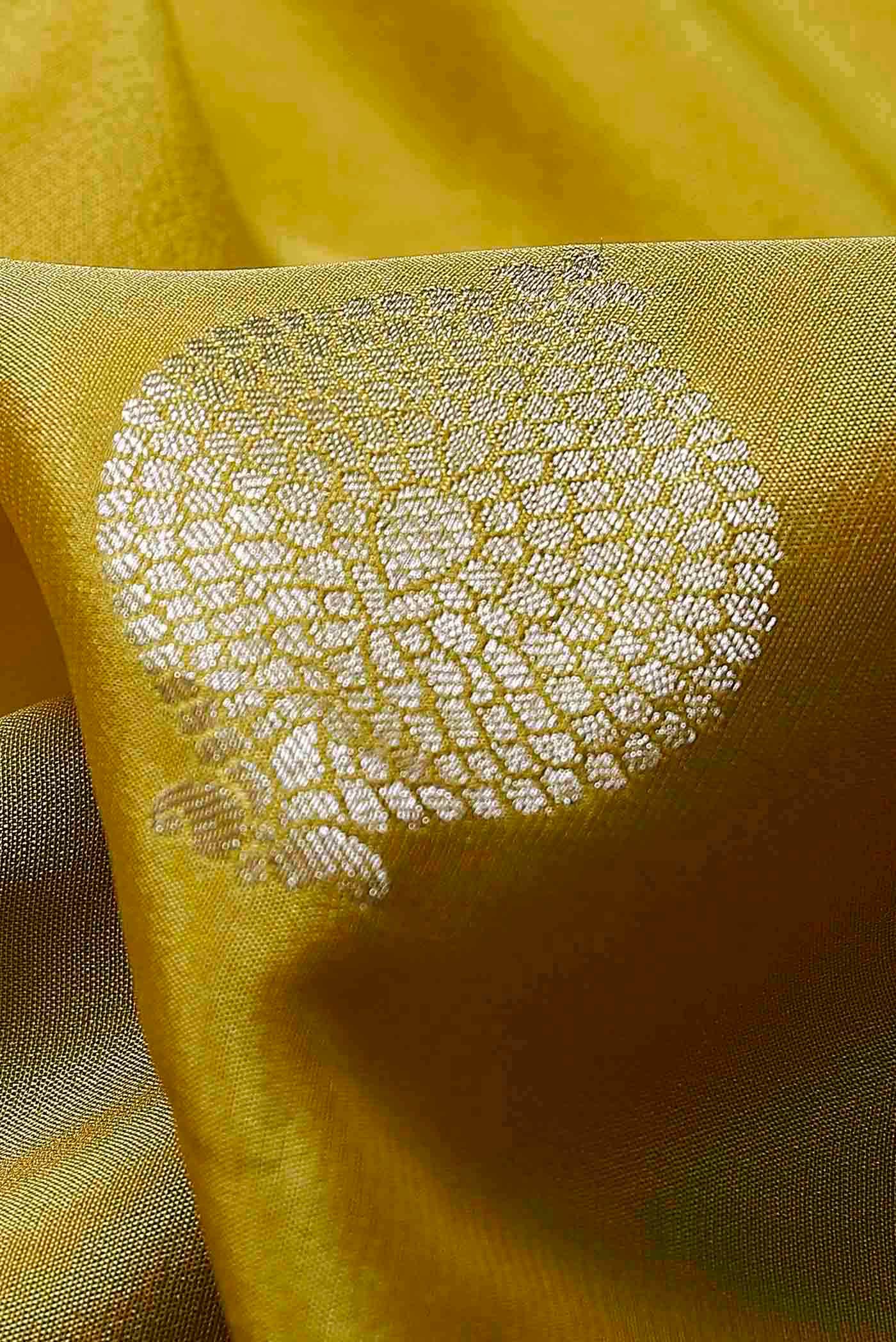 Yellow Mysore Crepe Saree