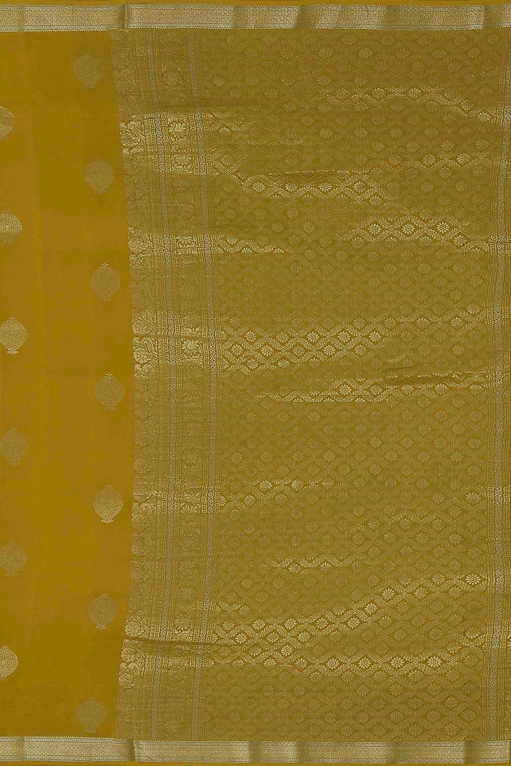 Yellow Mysore Crepe Saree