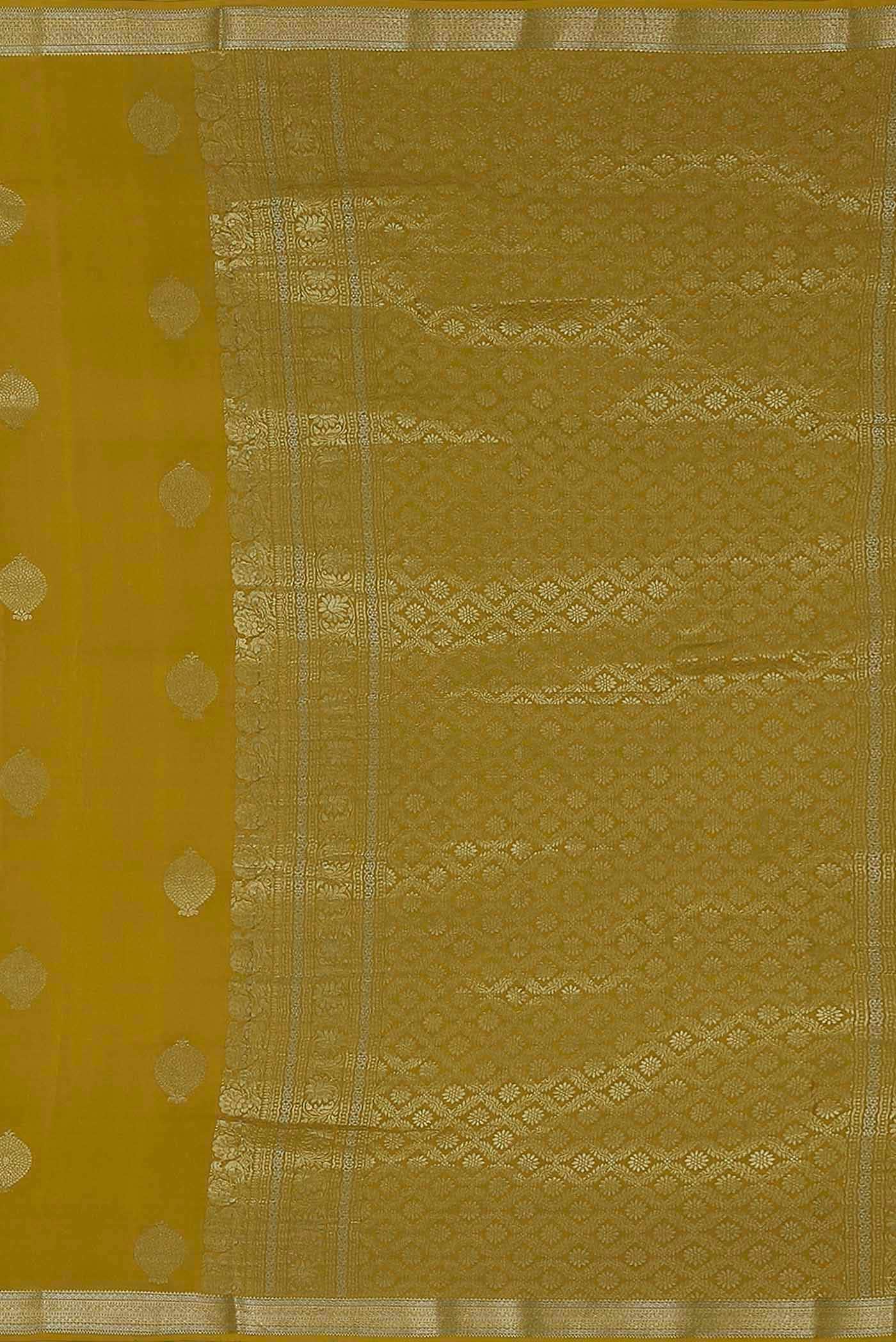 Yellow Mysore Crepe Saree