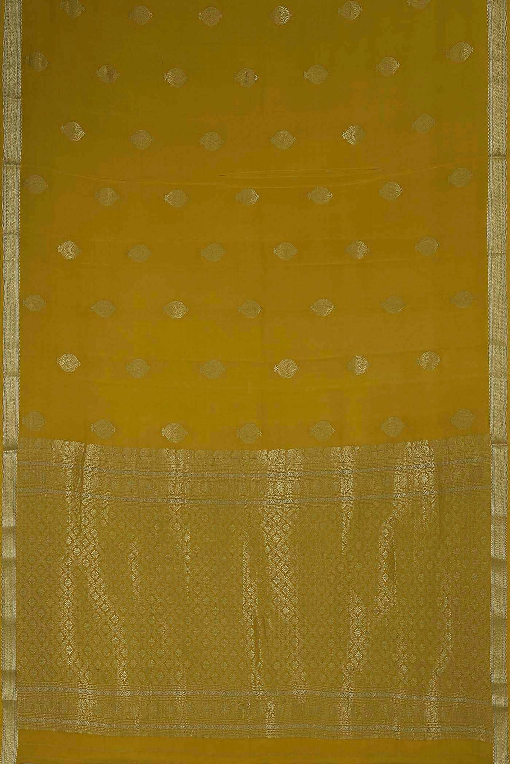 Yellow Mysore Crepe Saree