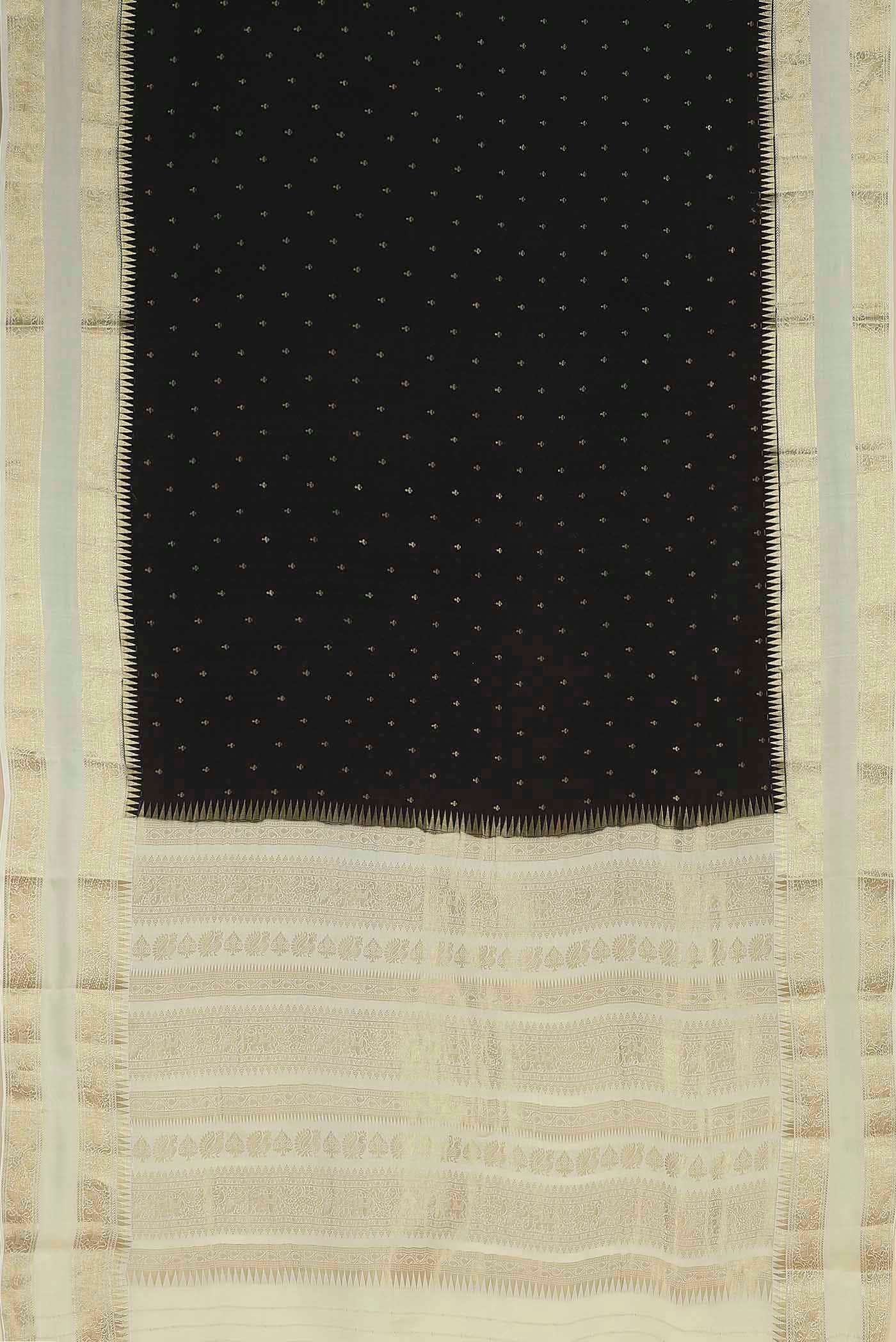 Black Mysore Crepe Saree