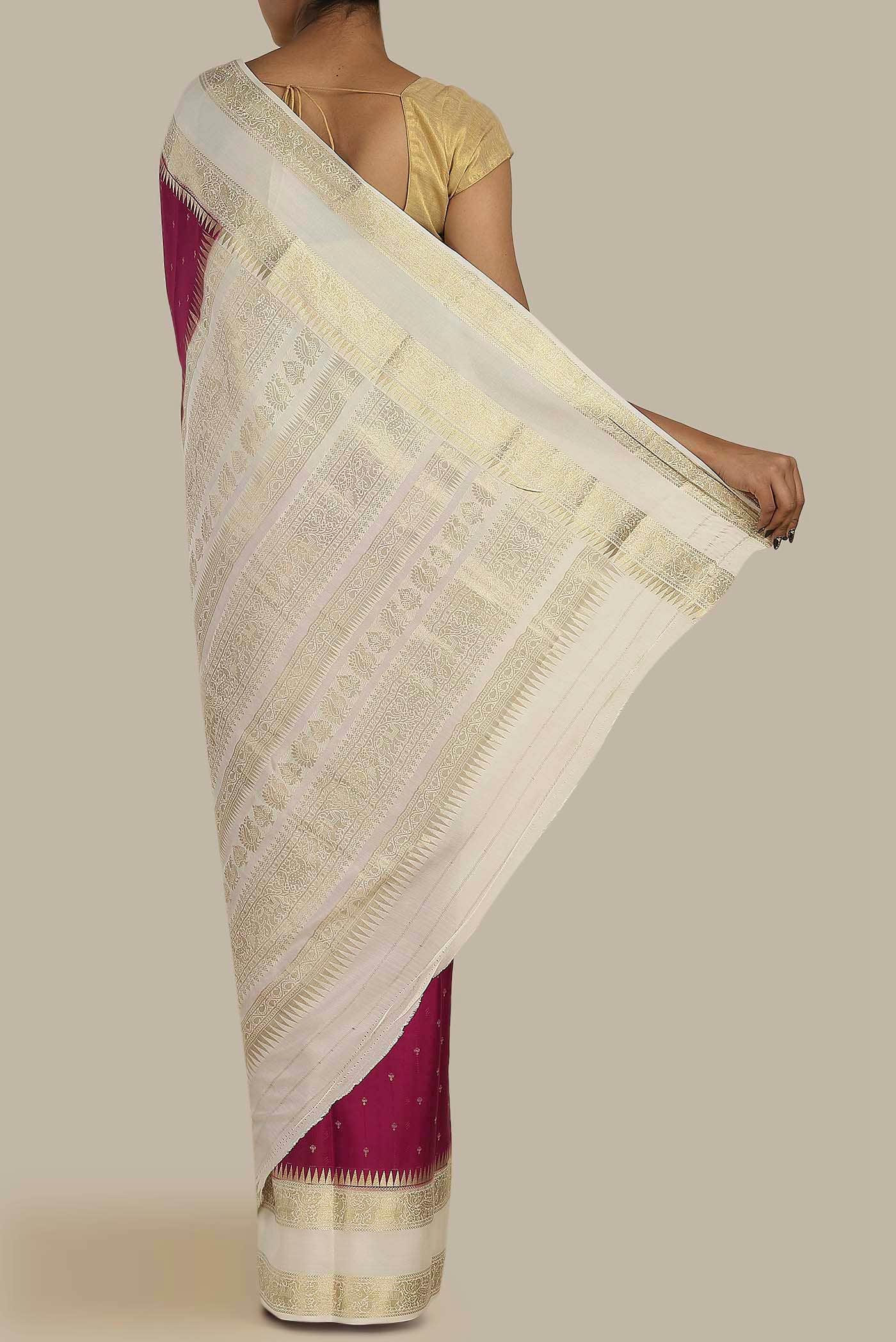 Magenta Mysore Crepe Saree