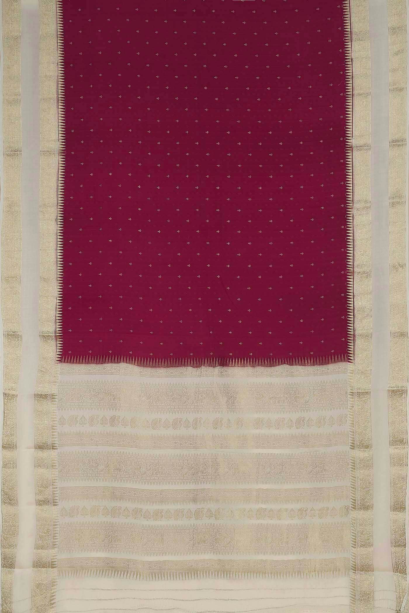 Magenta Mysore Crepe Saree