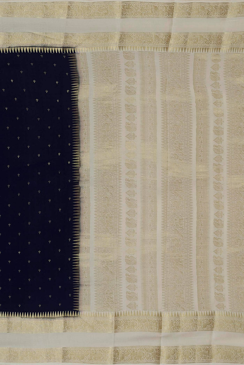 Blue Mysore Crepe Saree