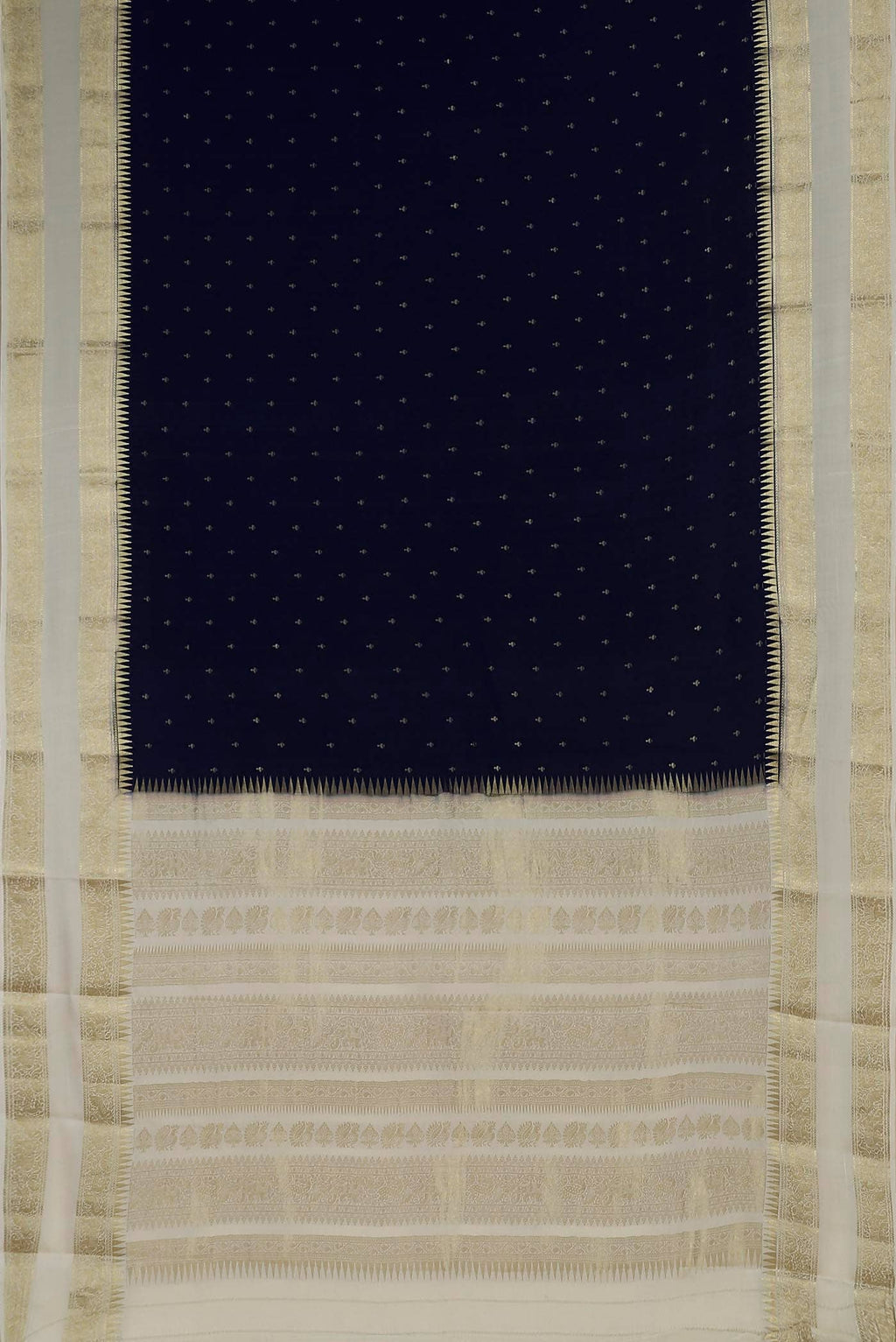 Blue Mysore Crepe Saree
