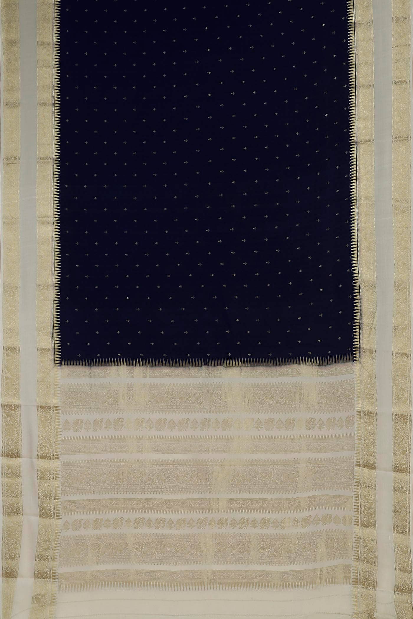 Blue Mysore Crepe Saree